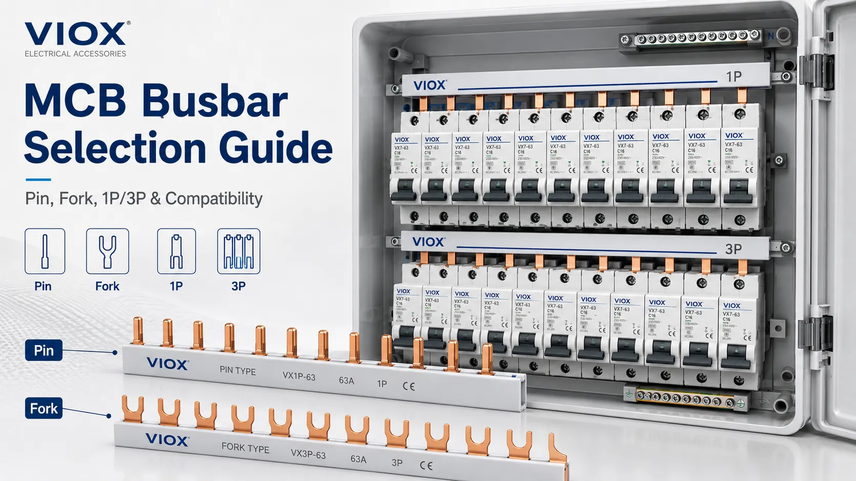 MCB Busbar and Comb Busbar Selection Guide: Pin, Fork, 1P/3P, Current Rating, and Connection Compatibility