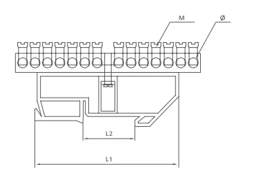 VIOX T005 Din Rail Brass Terminal Block dimension