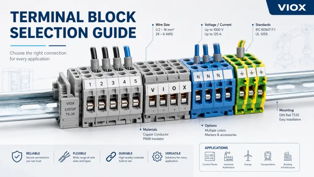 Terminal Block Selection Guide: Types, Ratings, Wire Size, Materials, and Applications