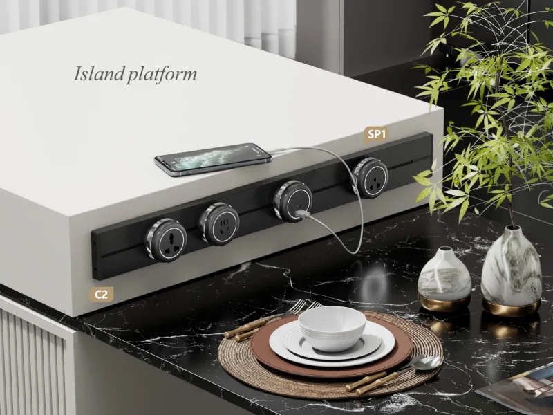 VIOX Gen3 C2 Surface Mounted Track in kitchen island platform