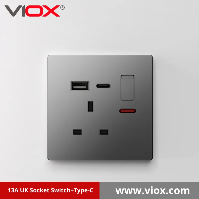 13A UK Socket Switch+Type-C