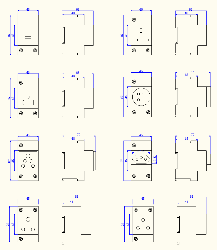 Din Rail Sockets Dimension