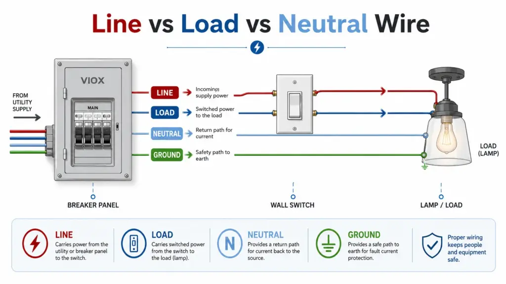 Line vs Load vs Neutral Wire: Differences, Colors, and Wiring Diagrams