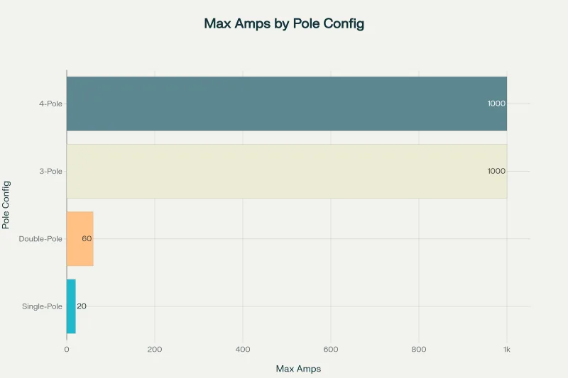 Maximum current ratings for different pole configurations