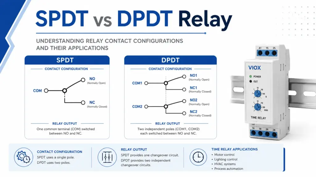 SPDT vs DPDT Relay: Meaning, Wiring, Symbols, and Time Relay Applications