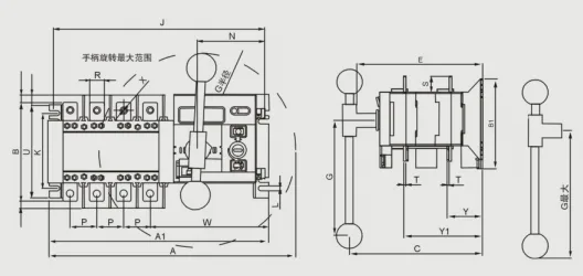VOQ3 Dual Power Automatic Transfer Switch Install dimension