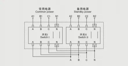 VOQ3 Dual Power Automatic Transfer Switch connection diagram