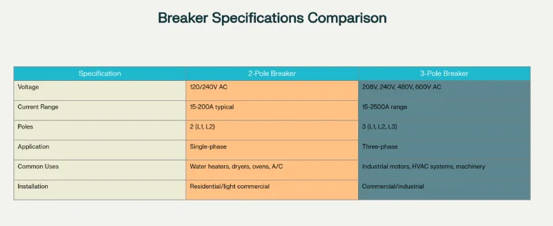 breaker specifications comparison