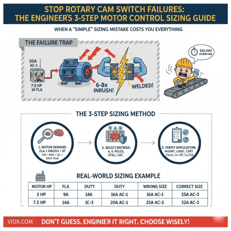 STOP ROTARY CAM SWITCH FAILURES: THE ENGINEER’S 3-STEP MOTOR CONTROL SIZING GUIDE