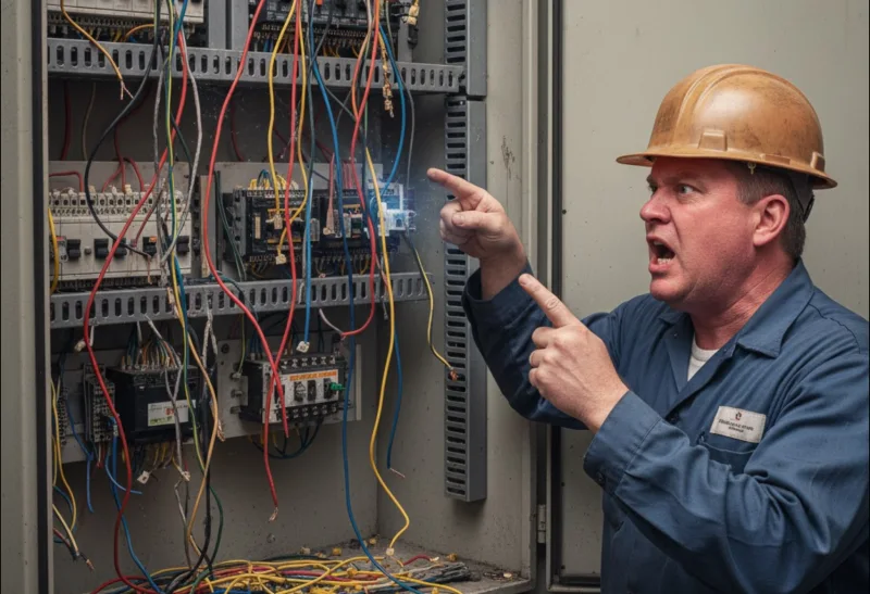 electric panel mess without cable tie