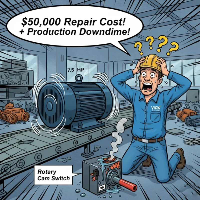 the disastrous failure of an undersized rotary cam switch with an inductive load