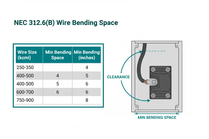 NEC 312.6(B) Wire Bending Space Requirements: