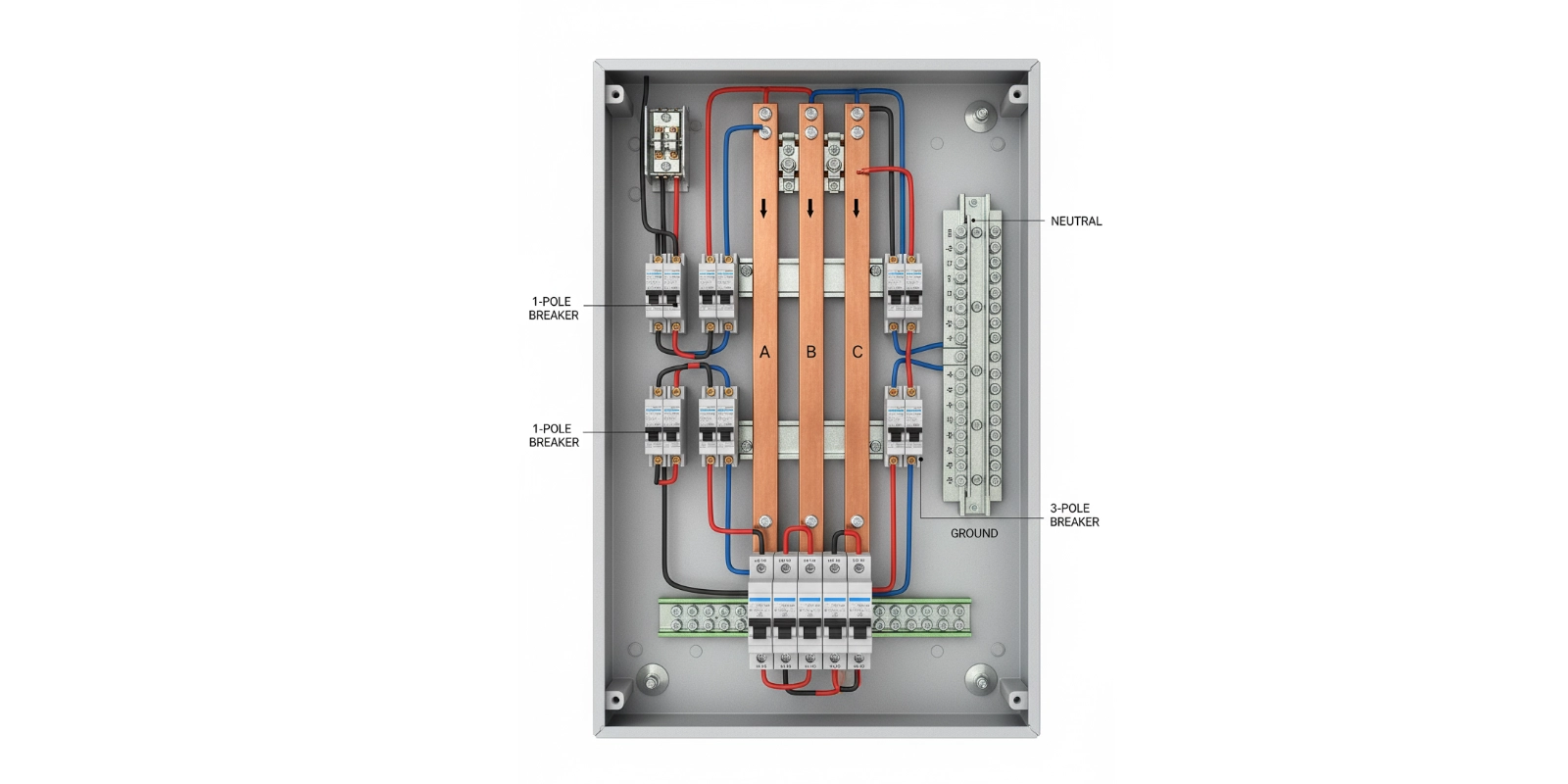 Three-phase panelboard