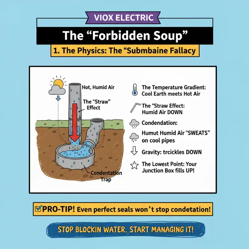 the physics behind the "Submarine Fallacy" and how condensation fills the box
