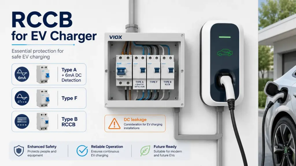RCCB for EV Charger: Type B vs Type F vs Type A + 6mA DC Protection