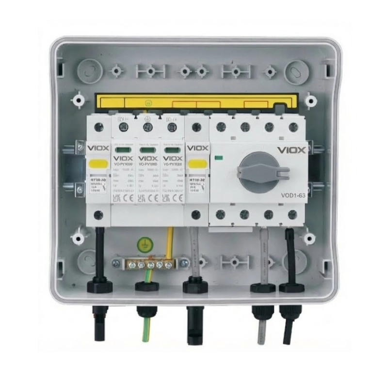 inside of VOPV1000-1/1 Solar Combiner Box