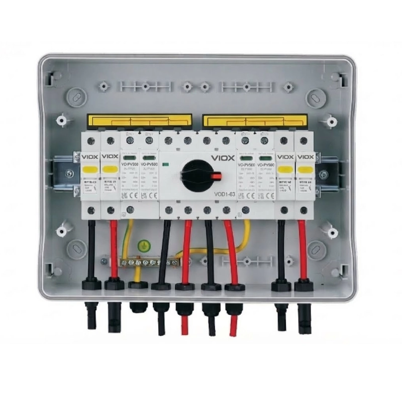 inside of VOPV600-2:2 Solar Combiner Box