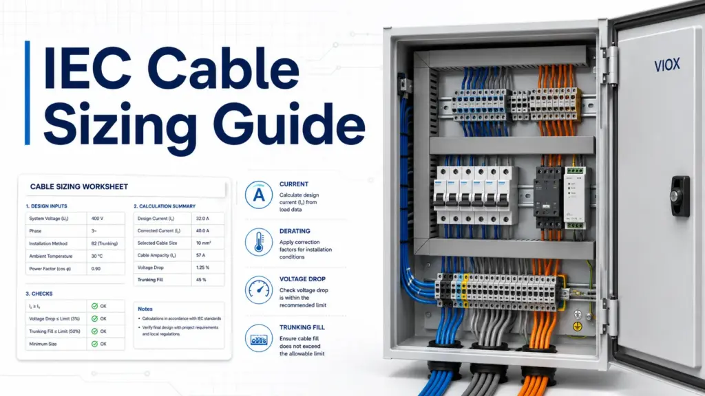 IEC Cable Sizing Guide for IEC 60204-1 Control Panels: Formulas, Derating, Voltage Drop, and Trunking Fill