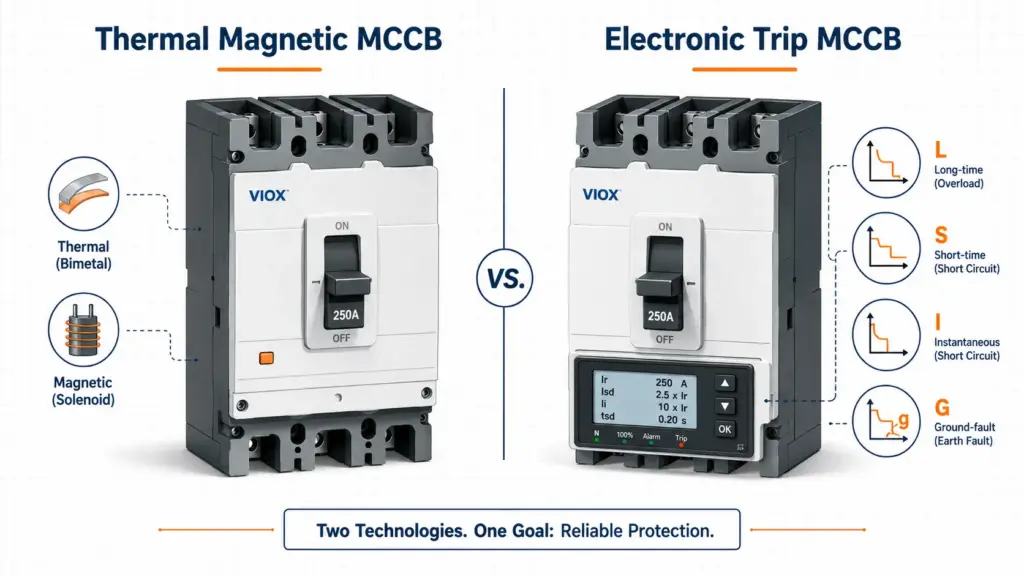 Thermal Magnetic vs Electronic Trip MCCB: Differences, Settings, and Selection Guide