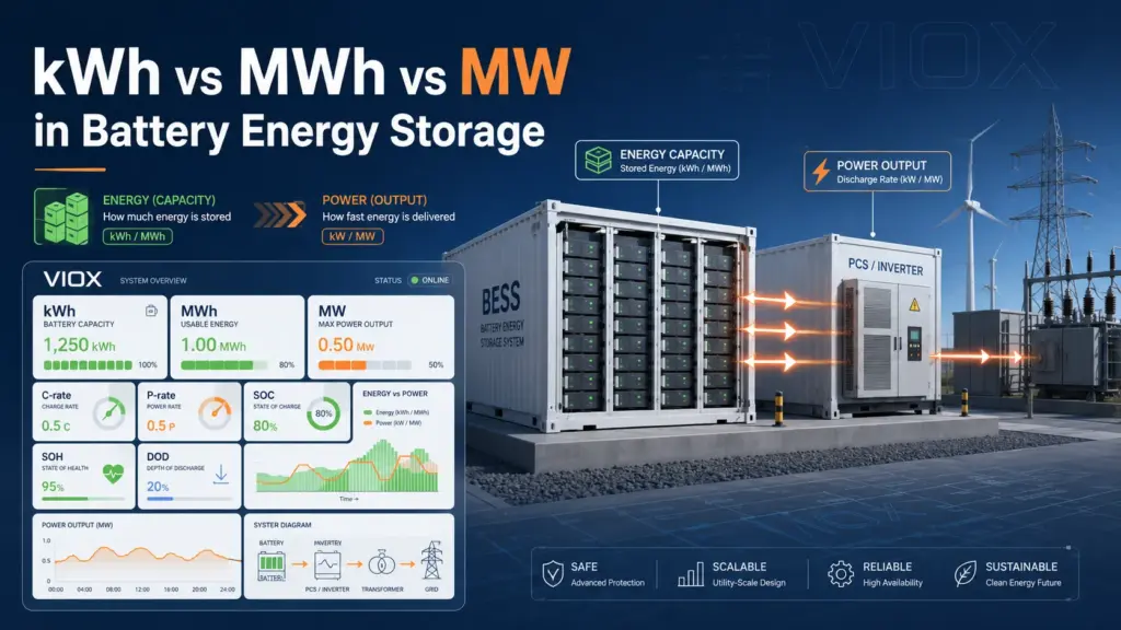 kWh vs MWh vs MW in Battery Energy Storage: C-Rate, P-Rate, SOC, SOH, and DOD Explained