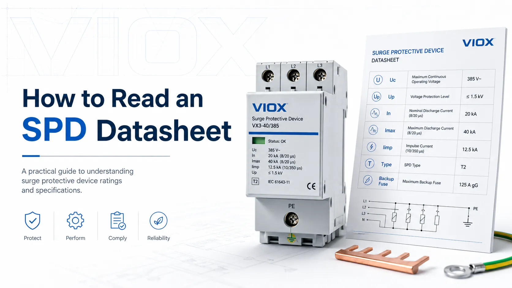 How to Read an SPD Datasheet: Uc, Up, In, Imax, Iimp, Type, and Backup Fuse Explained