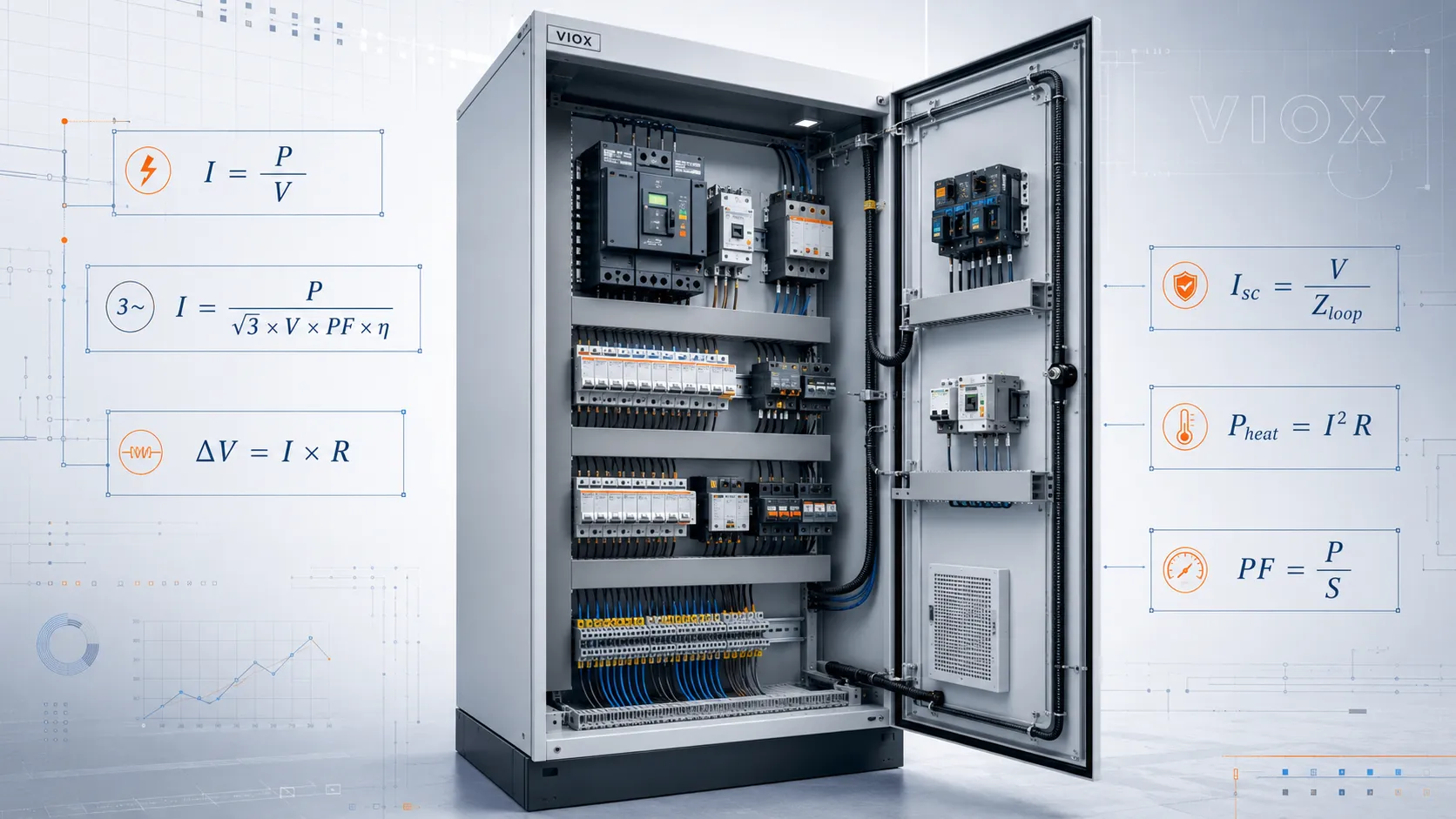 Electrical Formulas for Low-Voltage Panel Design and Maintenance: Current, Voltage Drop, Short-Circuit Current, and Power Factor