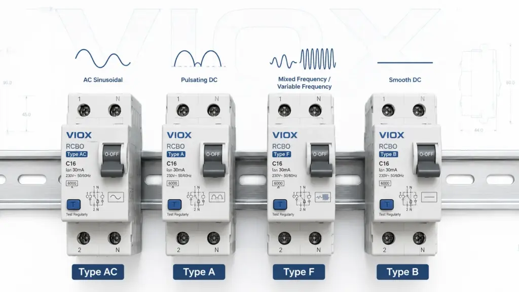 RCBO Type A vs Type AC vs Type F vs Type B: How to Choose the Right Protection