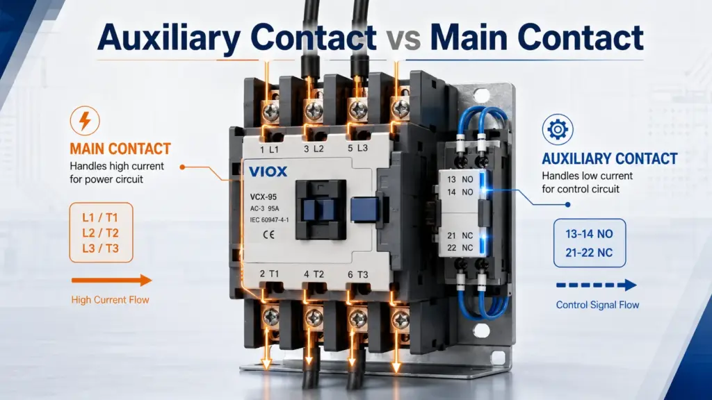 Auxiliary Contact vs Main Contact: Difference in Contactors and Circuit Breakers