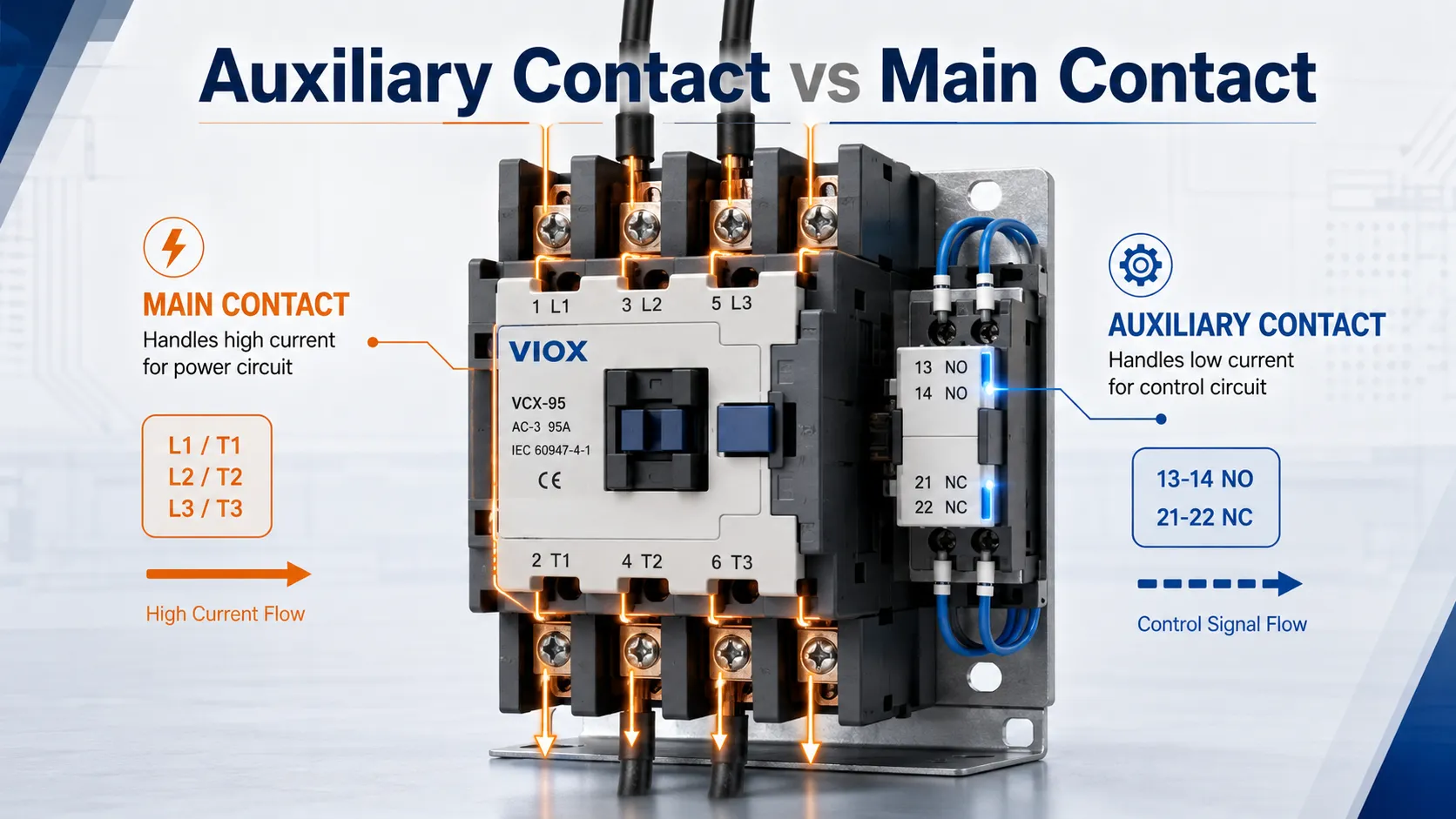 Auxiliary Contact vs Main Contact: Difference in Contactors and Circuit Breakers