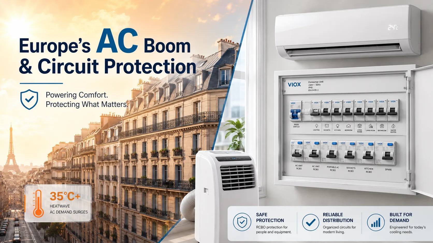 Europe's AC Boom: Air Conditioner Circuit Breaker, MCB Curve, RCBO, and Consumer Unit Guide