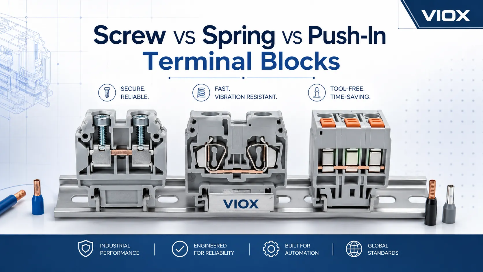 Screw vs Spring vs Push-In Terminal Blocks: Differences, Pros, Cons, and Selection Guide
